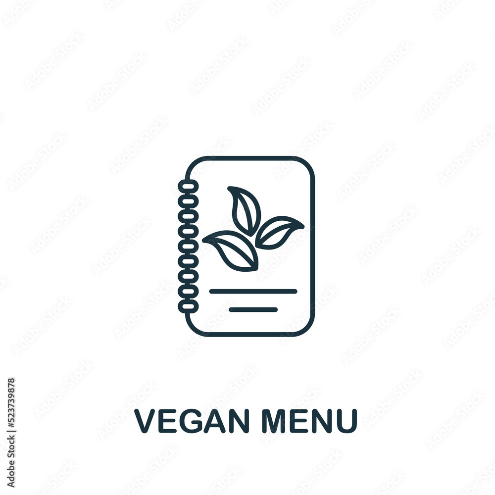 Vegan Menu icon. Line simple icon for templates, web design and infographics Vegan Menu icon. Line simple icon for templates, web design and infographics