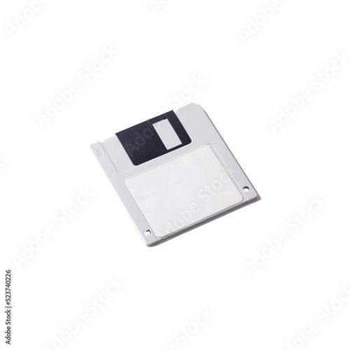 Plastic gray diskette isolated on white.