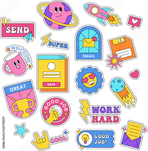 90s style stickers illustration or retro style stickers photo