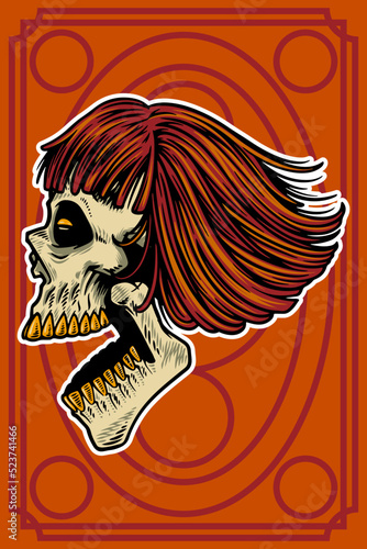 hand drawn skull head with ...