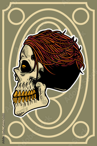 hand drawn skull head with ...
