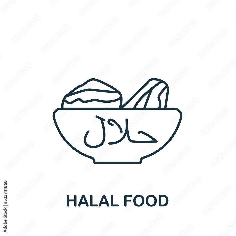 Halal Food icon. Line simple icon for templates, web design and infographics