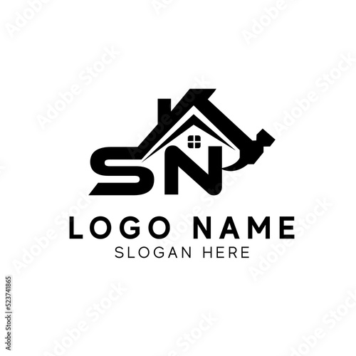 Construction Building Logo SN Icon Design Vector