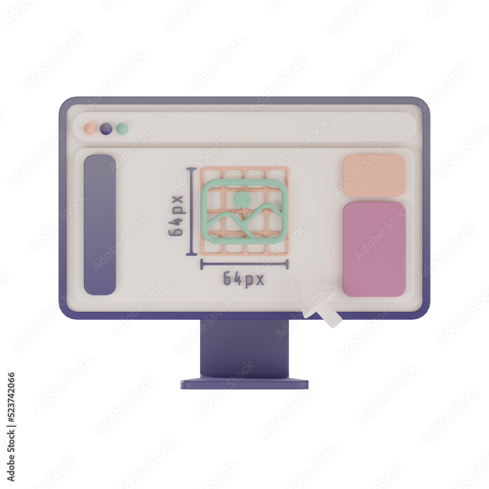 Icon design with computer 3d illustration