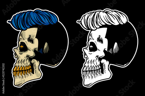 hand drawn skull head with ...