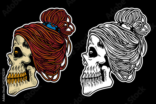 hand drawn skull head with ...