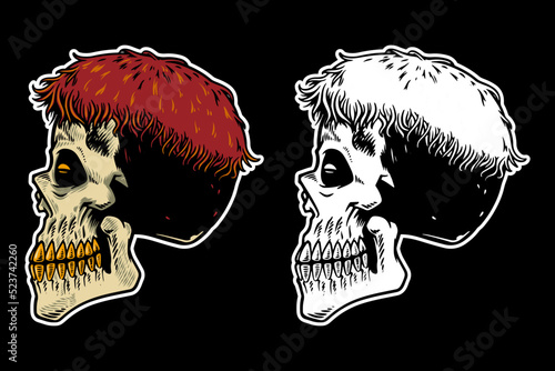 hand drawn skull head with ...