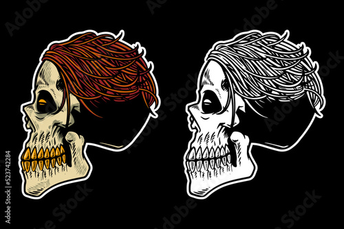 hand drawn skull head with ...