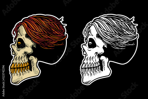 hand drawn skull head with ...