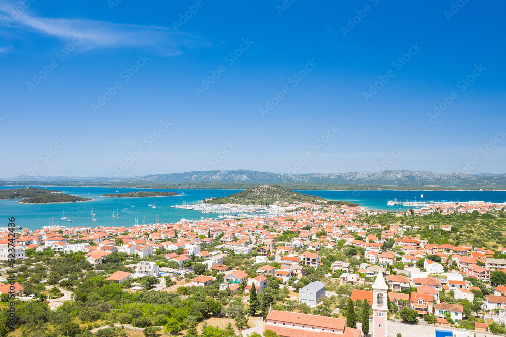 Aerial view of the town of Murter on the island of Murter, Croatia