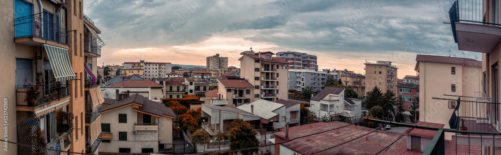 panoramica city skyline with clouds in bad weather of Aversa panoramica city skyline with clouds in bad weather of Aversa