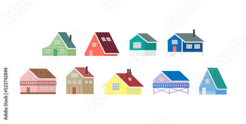 ログハウスのイラストセット