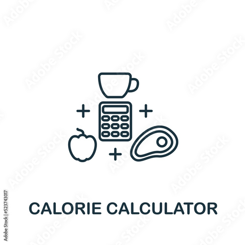 Calorie Calculator icon. Line simple Healthy Lifestyle icon for templates, web design and infographics