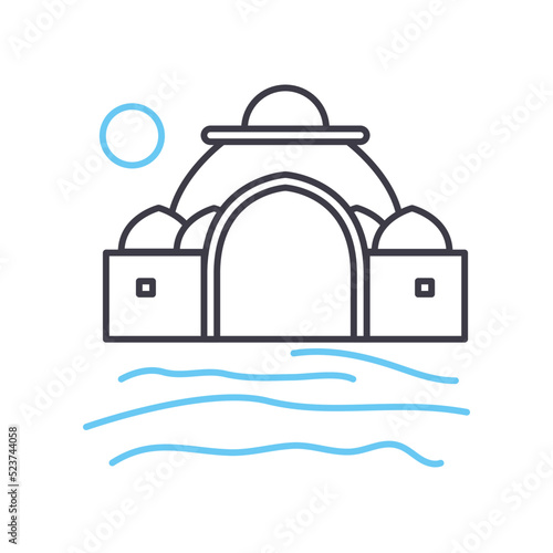 desert temple line icon, outline symbol, vector illustration, concept sign