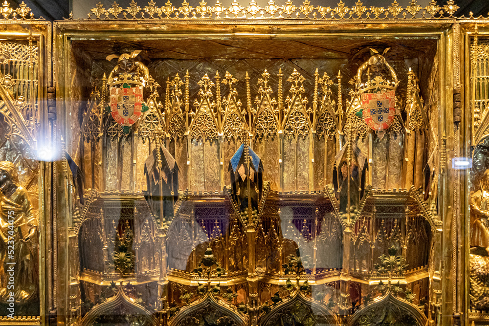 Guimaraes, Portugal. The Triptych of the Nativity, a portable altarpiece made with silver gilt wood and enamel ornamentation