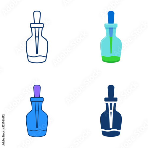 Glass dropper bottle icon set