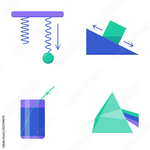 Physics icon set in flat style