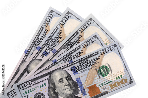 American hundred dollar currency bills fan shape isolated transparent background photo PNG file