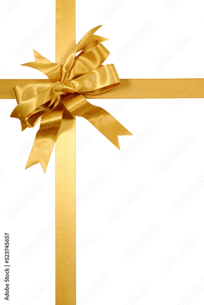 Vertical gold gift ribbon bow isolated transparent background photo PNG file Vertical gold gift ribbon bow isolated transparent background photo PNG file