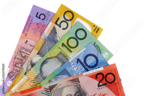 Australian dollars various selection fan shape isolated transparent background photo PNG file photo