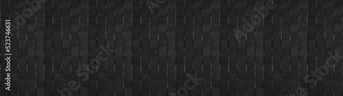 Black dark gray grey stone concrete cement texture with square cubes mosaic b...