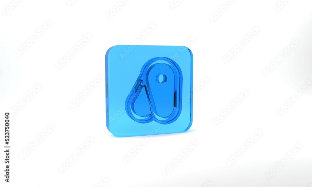 Blue Steak meat icon isolated on grey background. Glass square button. 3d illustration 3D render Blue Steak meat icon isolated on grey background. Glass square button. 3d illustration 3D render