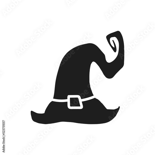 Halloween 2022 - October 31. A traditional holiday, the eve of All Saints Day, All Hallows Eve. Trick or treat. Vector illustration in hand-drawn doodle style. The witchs hat.