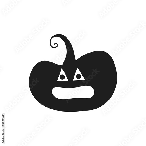 Halloween 2022 - October 31. A traditional holiday, the eve of All Saints Day, All Hallows Eve. Trick or treat. Vector illustration in hand-drawn doodle style. Pumpkin with its eyes and mouth cut out.