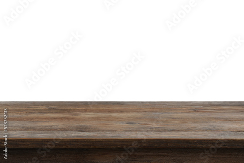 Empty wooden surface isolated on white. Mockup for design