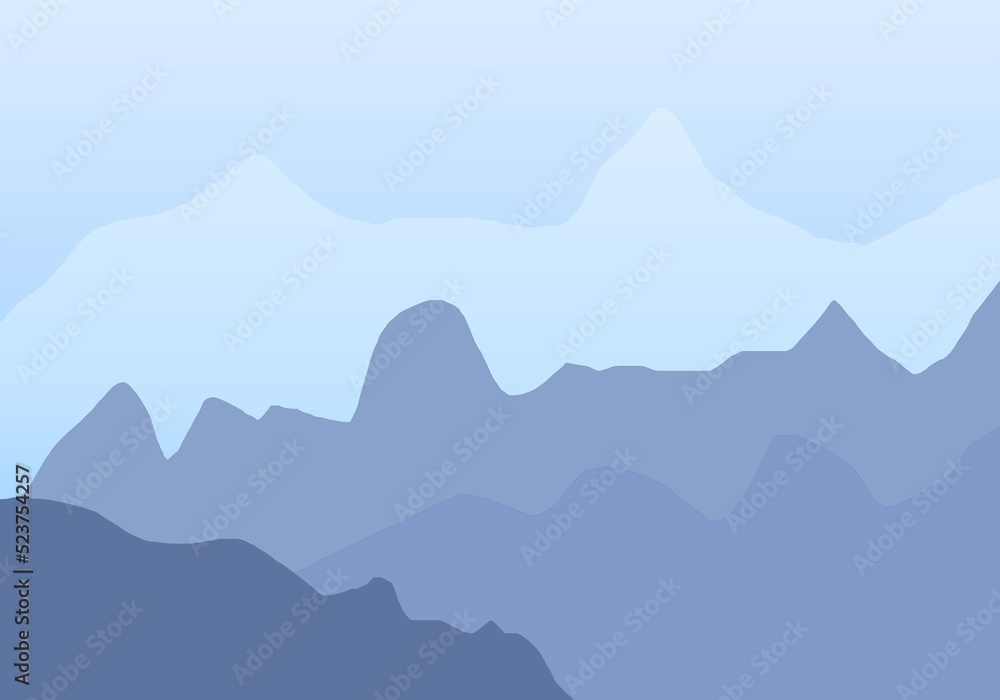 Quiet Mountain Landscape Blue Abstract Background wallpaper illustration