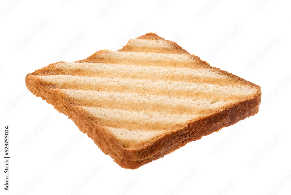 Slice of delicious toasted bread isolated on white Slice of delicious toasted bread isolated on white