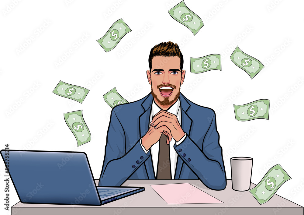 surprise man with Money Pop art retro comic style surprise man with Money Pop art retro comic style
