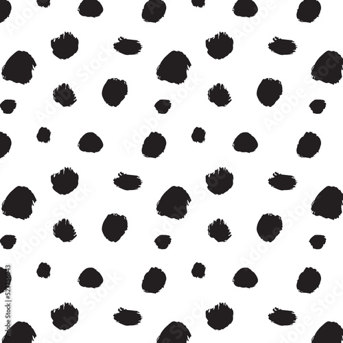 Hand drawn dotted seamless pattern in grunge rough vector style. Cute, animal skin, simple, background.