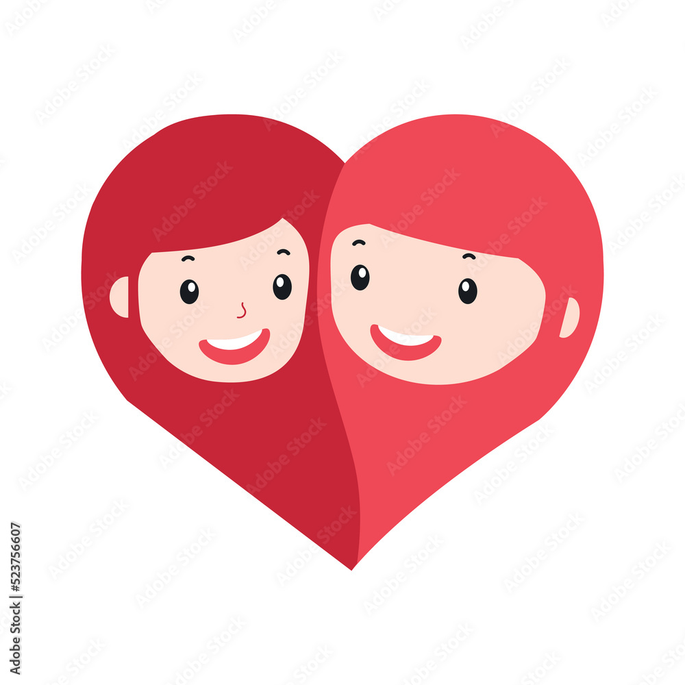 man and woman face with Heart symbol man and woman face with Heart symbol