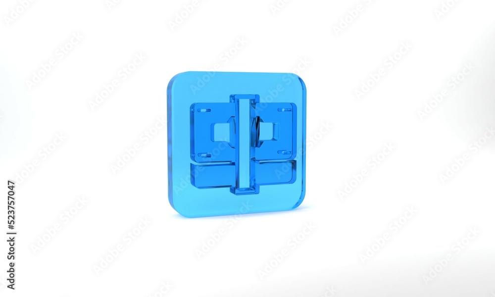 Blue Stacks paper money cash icon isolated on grey background. Money banknotes stacks. Bill currency. Glass square button. 3d illustration 3D render Blue Stacks paper money cash icon isolated on grey background. Money banknotes stacks. Bill currency. Glass square button. 3d illustration 3D render