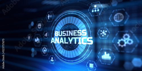 Analytics business intelligence BI concept on virtual screen.