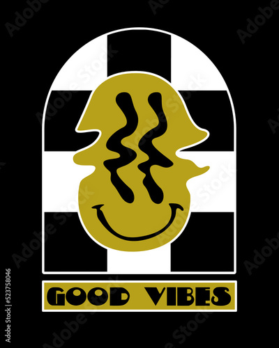 Good vibes lettering with techno styled.  lettering inspirational quotes good vibes only. Typography, poster, banner, slogan, flyer, postcard.