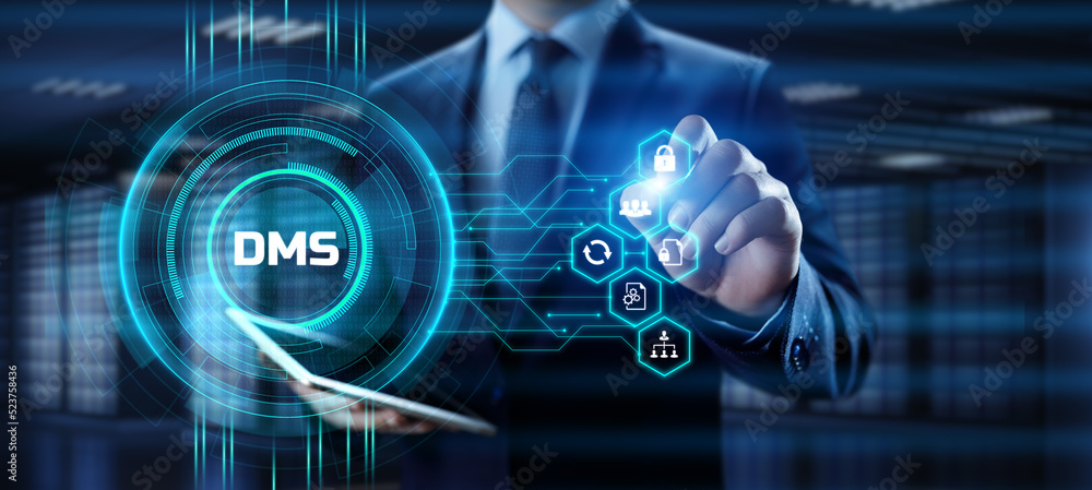 DMS Document management system business technology concept. DMS Document management system business technology concept.