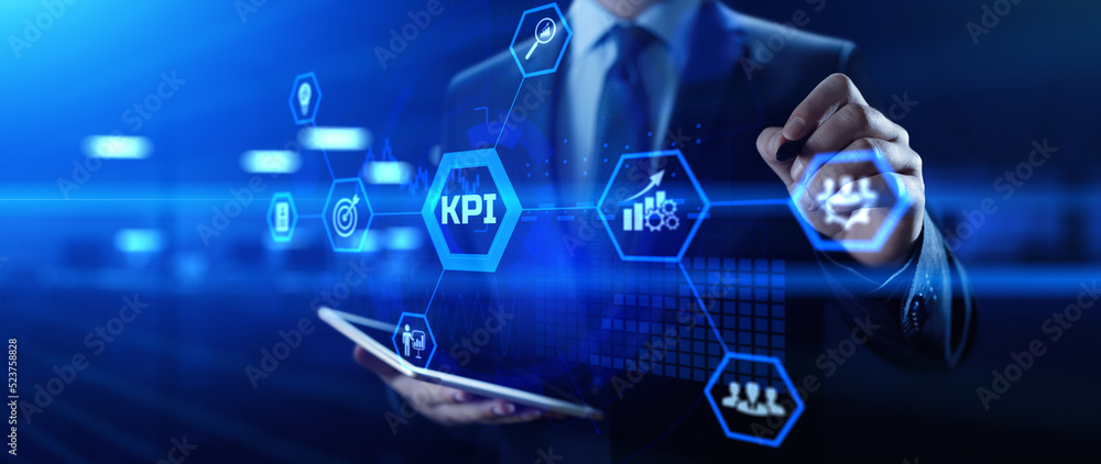 Fototapeta premium KPI Key performance indicator business and technology concept on screen.