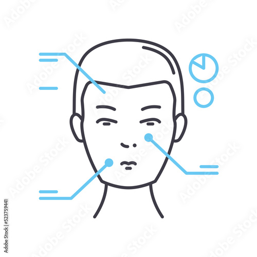face scan line icon, outline symbol, vector illustration, concept sign