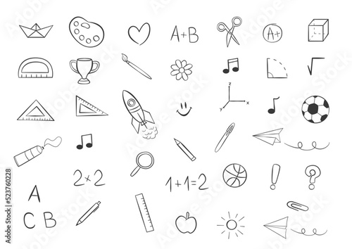 Back to school icons set. Vector illustration. Isolated on white background