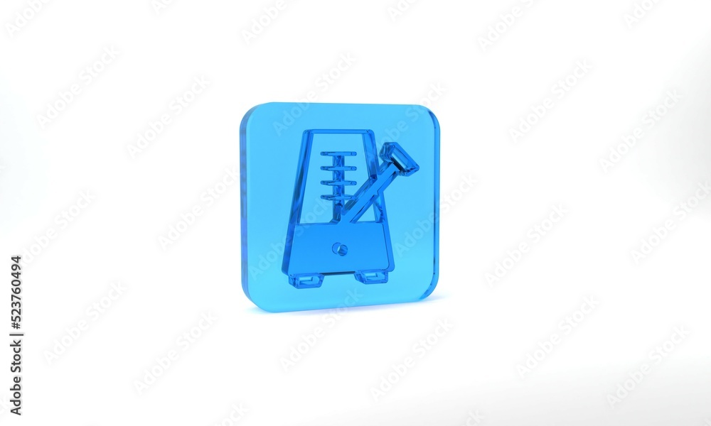 Blue Classic Metronome with pendulum in motion icon isolated on grey background. Equipment of music and beat mechanism. Glass square button. 3d illustration 3D render Blue Classic Metronome with pendulum in motion icon isolated on grey background. Equipment of music and beat mechanism. Glass square button. 3d illustration 3D render