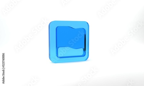 Blue Rectangular pillow icon isolated on grey background. Cushion sign. Orthopedic pillow. Glass square button. 3d illustration 3D render © Iryna