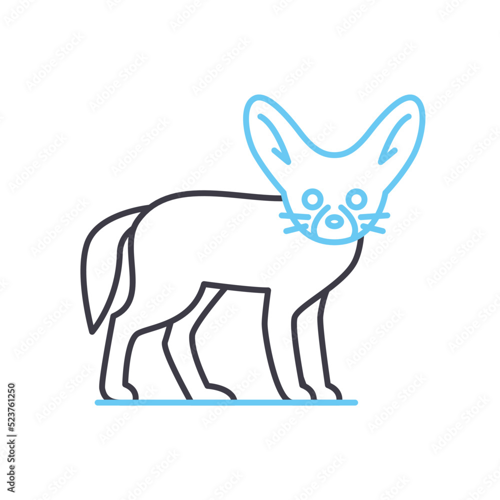 fennec fox line icon, outline symbol, vector illustration, concept sign fennec fox line icon, outline symbol, vector illustration, concept sign