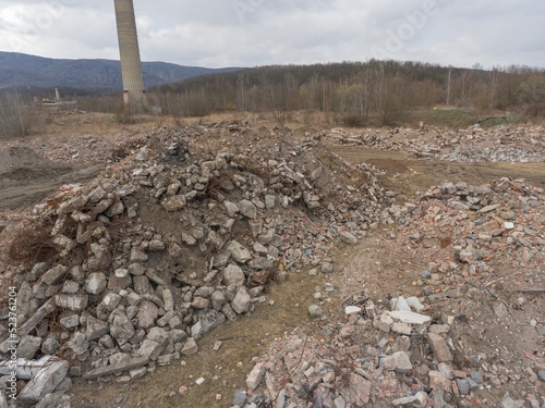 Construction waste rubble dump landfill drone aerial