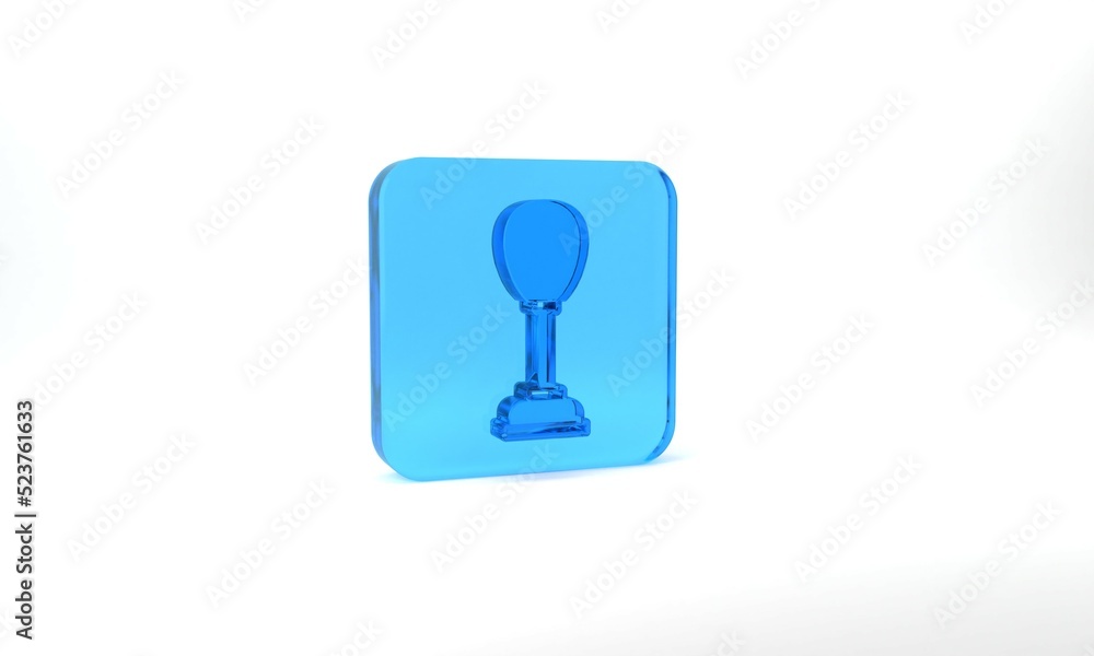 Blue Punching bag icon isolated on grey background. Glass square button. 3d illustration 3D render Blue Punching bag icon isolated on grey background. Glass square button. 3d illustration 3D render
