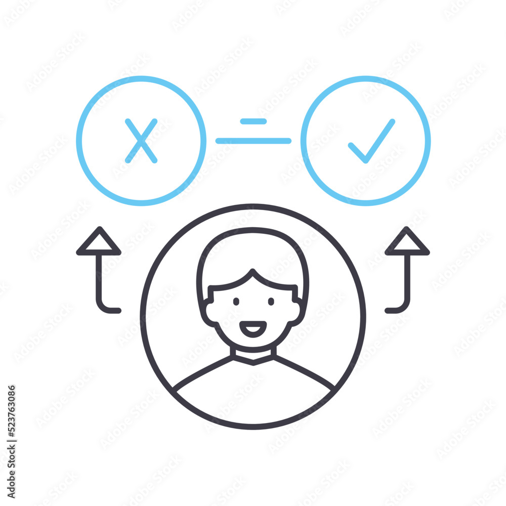 decisiom making process line icon, outline symbol, vector illustration, concept sign decisiom making process line icon, outline symbol, vector illustration, concept sign