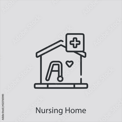 nursing home icon vector icon.Editable stroke.linear style sign for use web design and mobile apps,logo.Symbol illustration.Pixel vector graphics - Vector