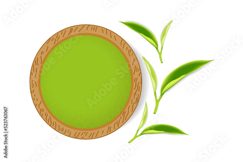Matcha green tea on white isolated background. Vector illustration