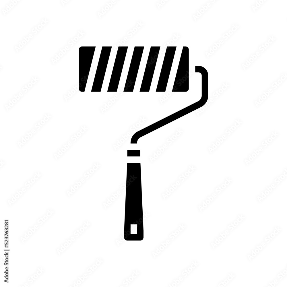roller tool repair glyph icon vector illustration